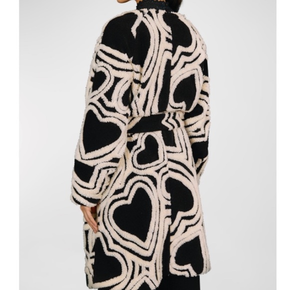 NWT Farm Rio Wild Hearts Tie-Belt warm fleece wool coat with belt oversized fit - Picture 7 of 9